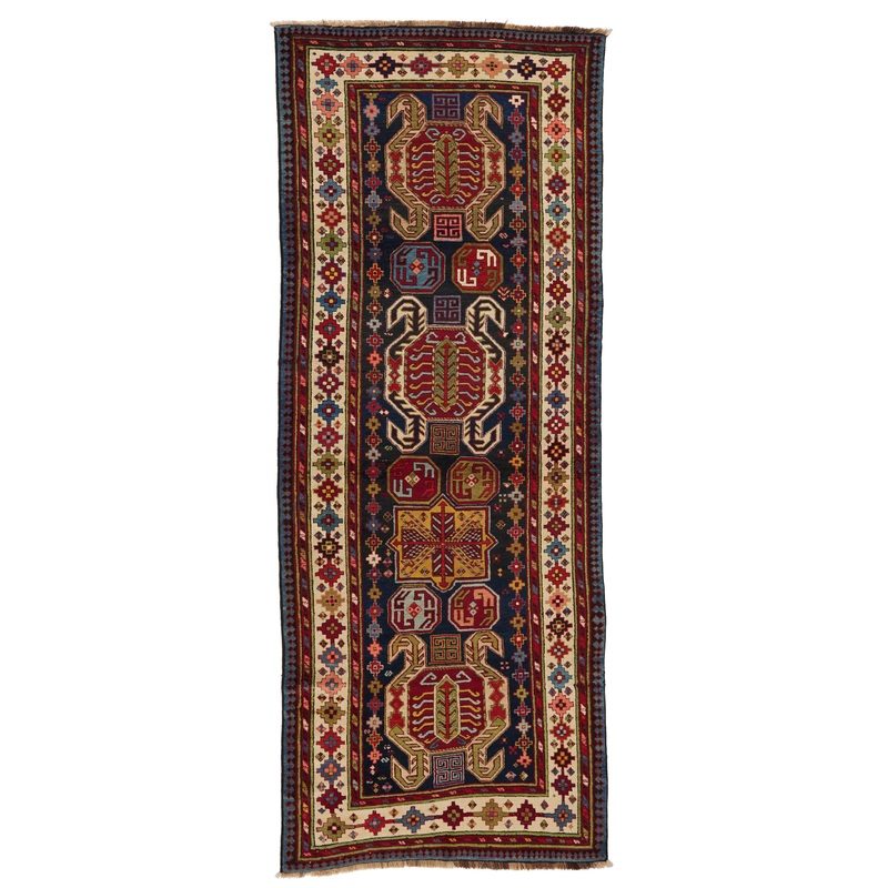 CAUCASIAN LONG RUG, TALISH ANTIQUE C. 1890 3′ 8″ X 9′ 8″
