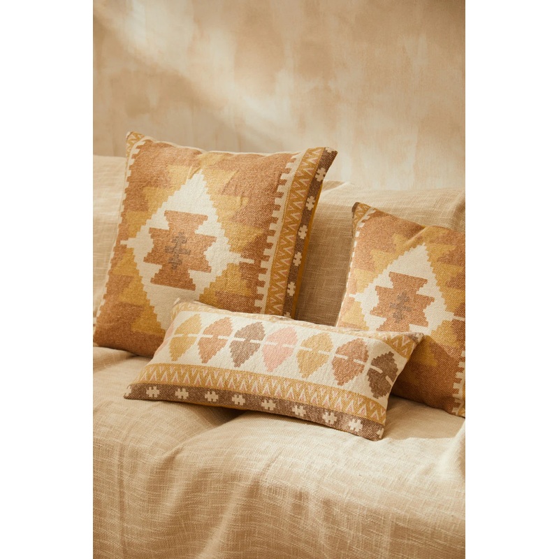 Funda de cojn de algodn dhurrie con print boho Berta