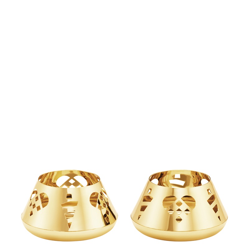 Georg Jensen Holiday Tealight Candleholder, Set of Two – 18kt Gold Plated – Two Variant Options