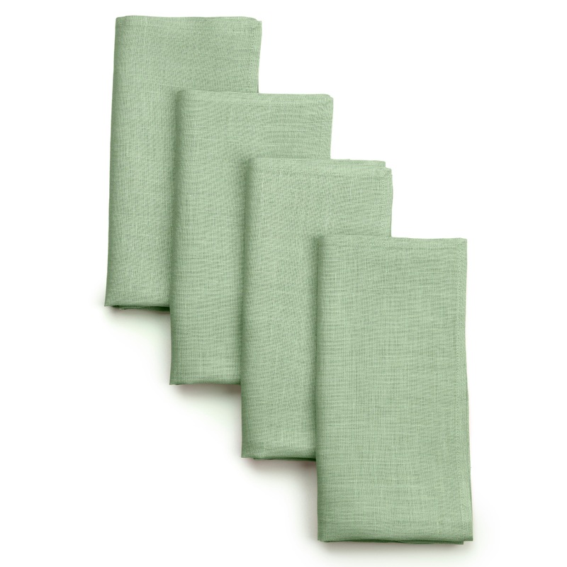 Sage Green Linen Napkins, Hemmed, 18 x 18 inch, 4 pcs