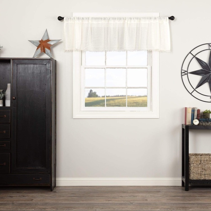 Tobacco Cloth Antique White Valance Fringed 16×72