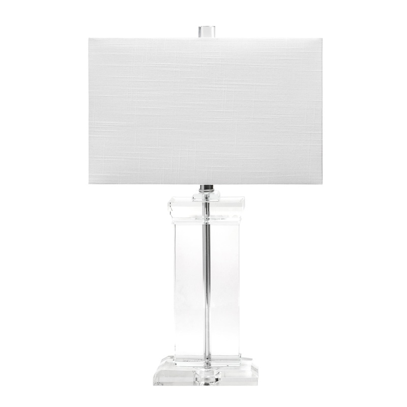 25-inch Helena Crystal Ionic Column Table Lamp | Clear