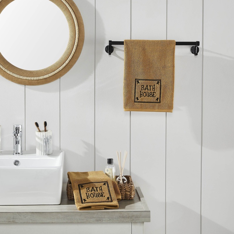 Bath House Prim Stars Tan Hand Towel Set of 2 16×26
