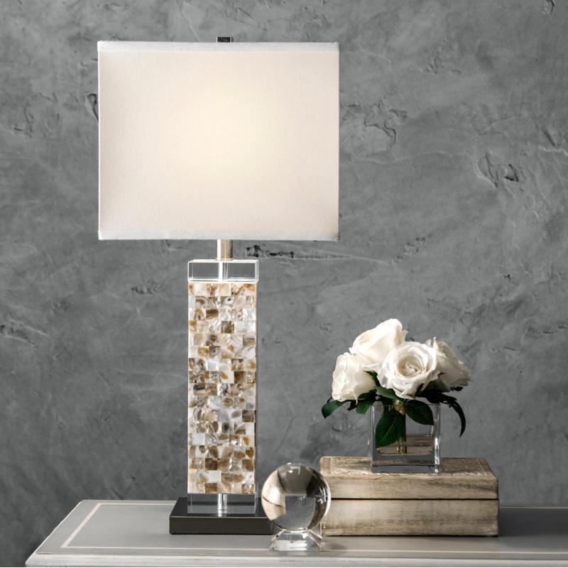 Houston 29″ Crystal & Iron Mosaic Table Lamp *see description