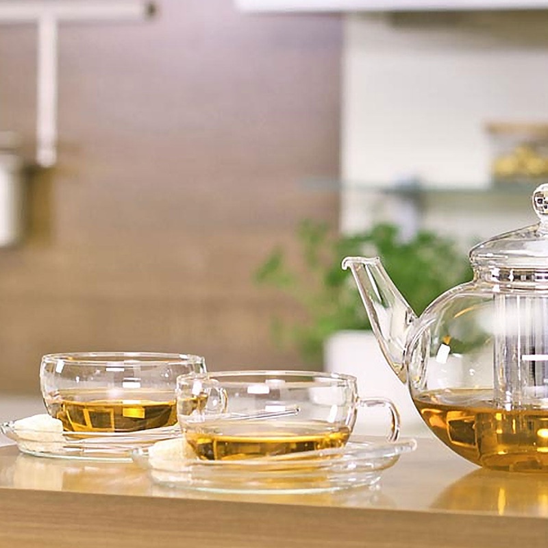 Jenaer Glass, Cup With Glass Saucer Set of 2
