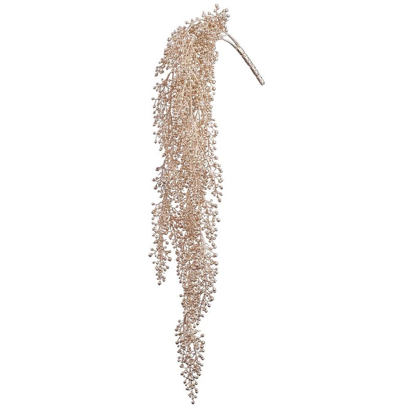 Metallic Faux Berry Hanging Bush- Champagne