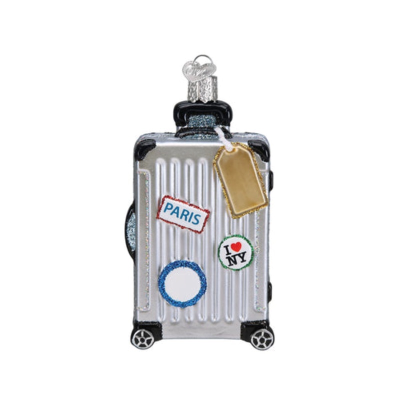 Old World Christmas Rolling Suitcase Blown Glass Holiday Ornament For Tree