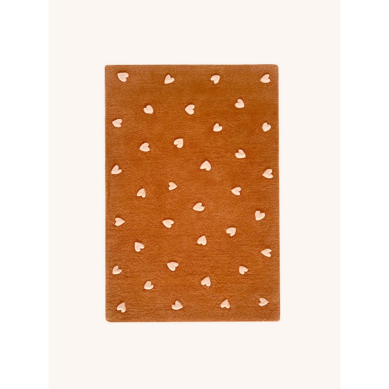 Rug HEARTS Brown / Pink Print 2.6 x 3.9 ft