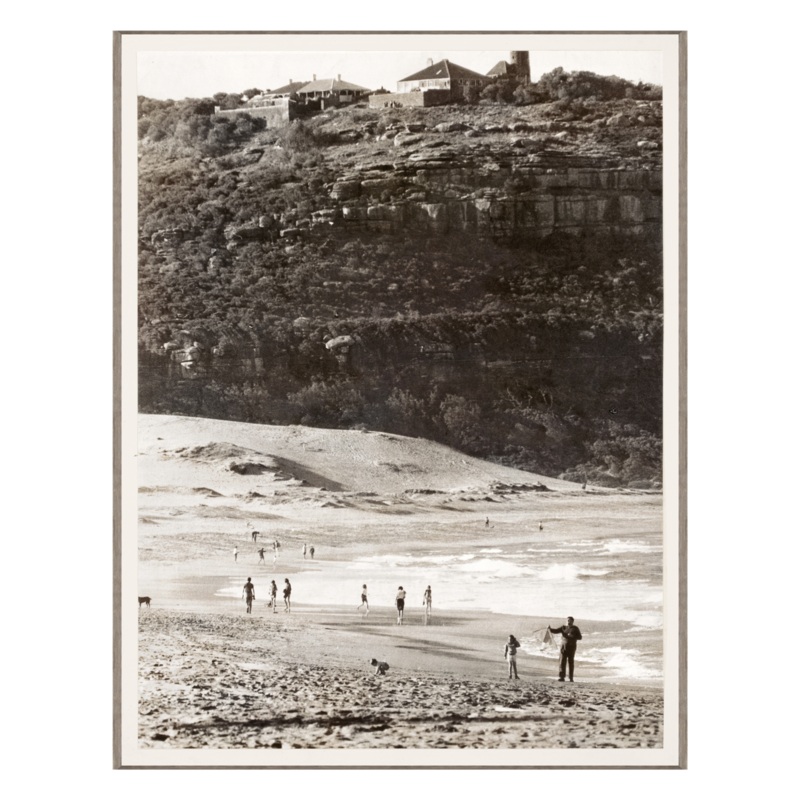 “Vintage Cliffside Beach” Framed Art Print