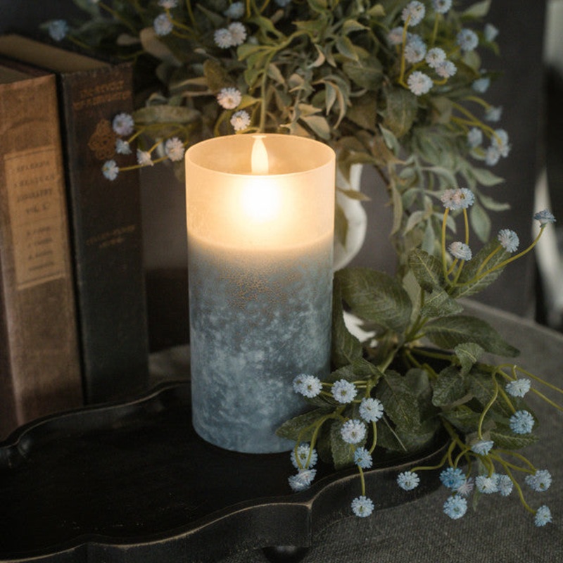 6″ Blue Frosted Glass 3D Flame Candle