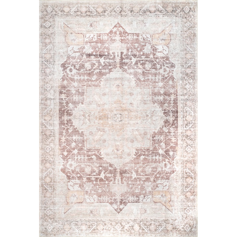 Ava Vintage Persian Washable Rug | Pale Pink