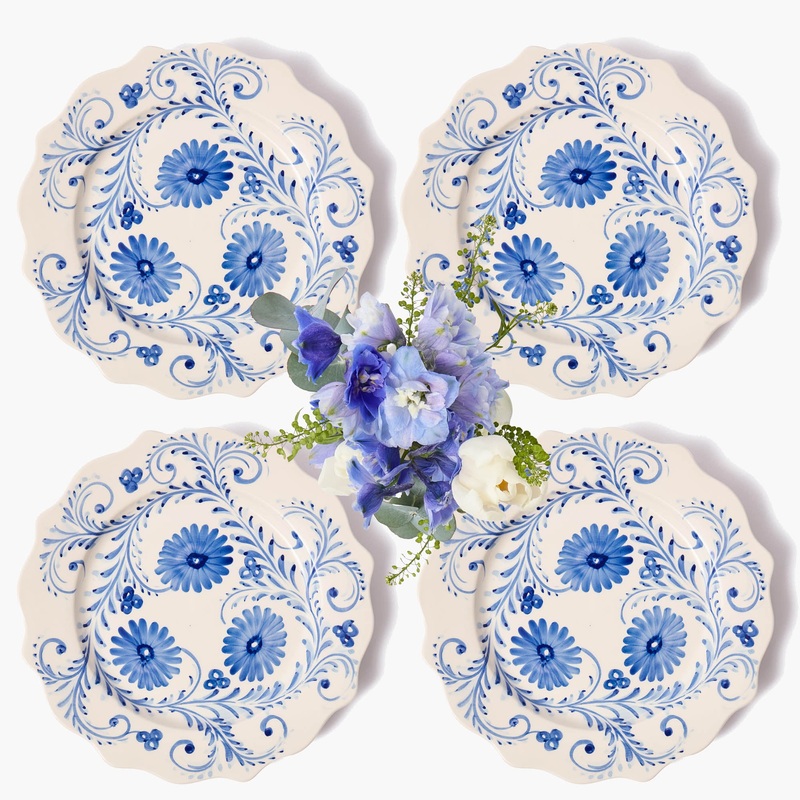 Blue Flowers Dinner Plates (Set of 4)