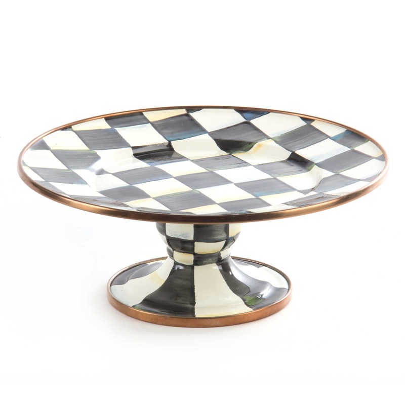 Courtly Check Enamel Pedestal Platter – Mini