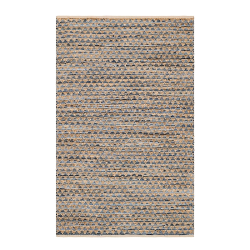 Geometric Rag Handwoven Jute Rug | Denim