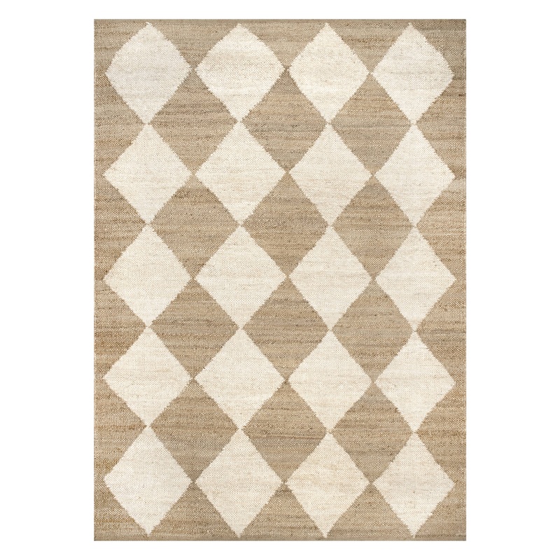 Louie Diamond Checkerboard Jute Rug | Natural
