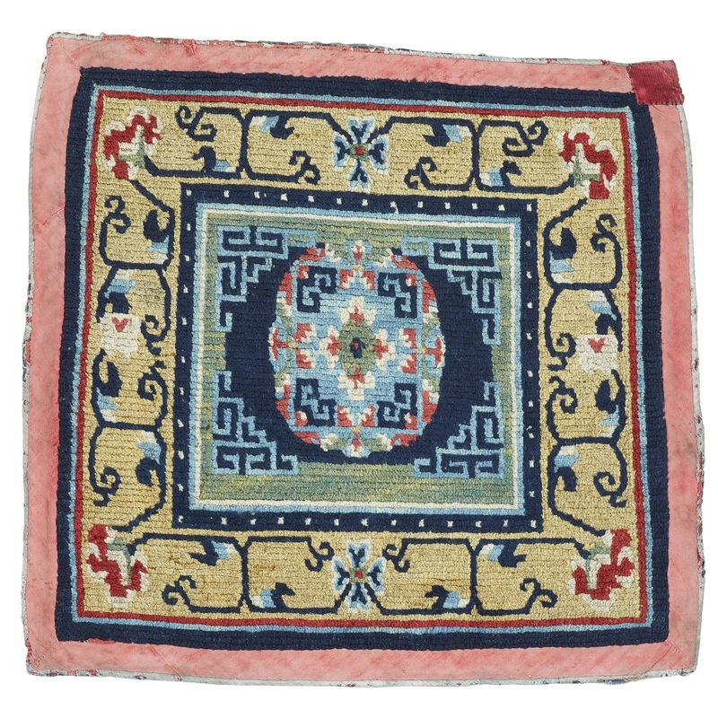 ANTIQUE TIBETAN SITTING RUG 2′ 6″ x 2′ 5″ 19th C
