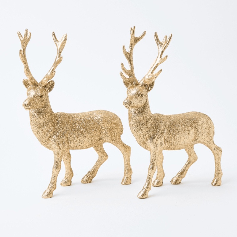 Gold Glitter Reindeer (Pair)