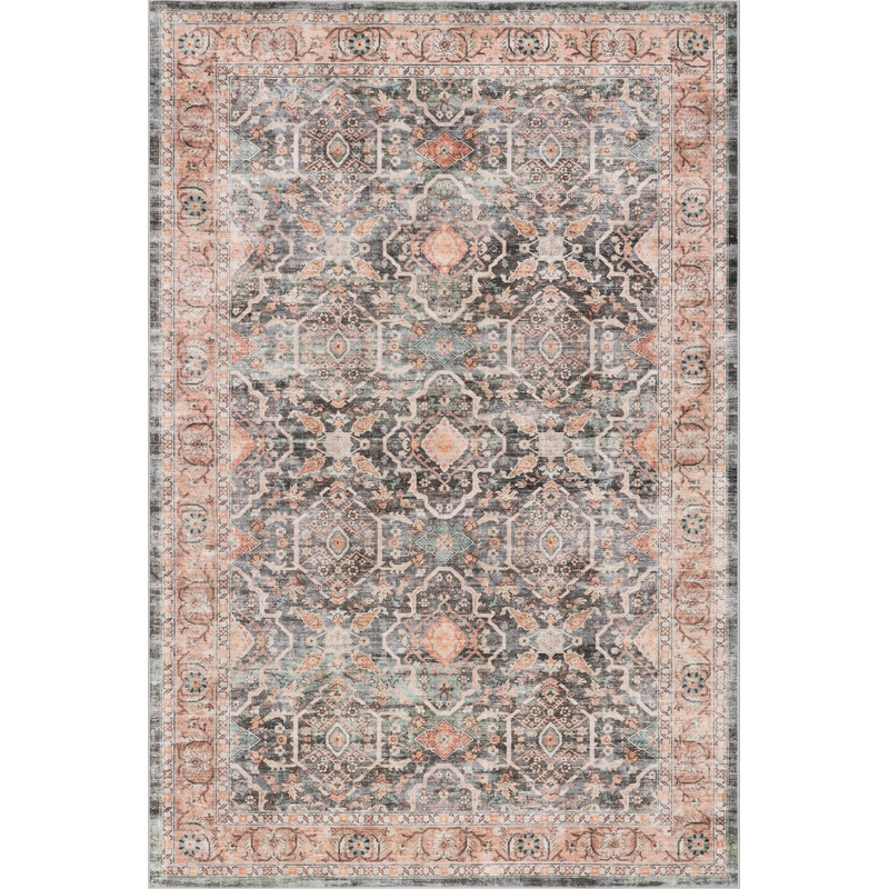 Hadlee Medallion Washable Rug | Peach