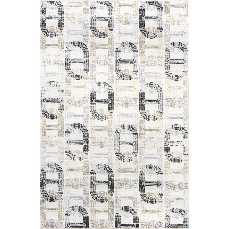 Kadenza Washable Chain-Link Rug | Beige