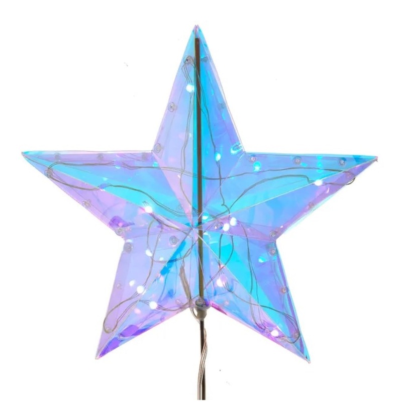 Kurt Adler Lighted Magical Iridescent Star Tree Topper, 13.25″