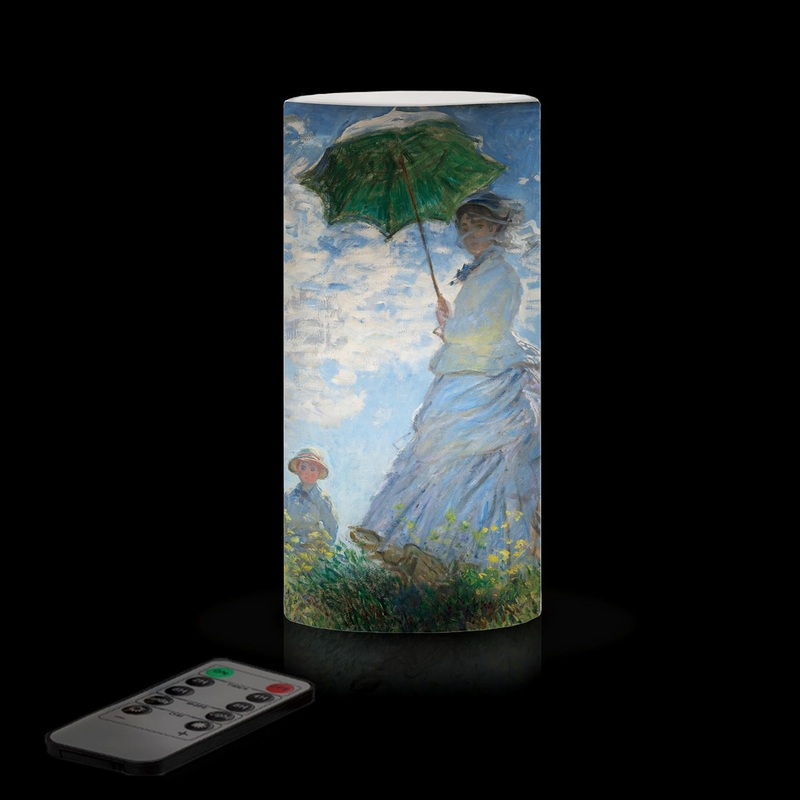 Monet Woman with Parasol 6″ LED Real Wax Candle with Remote