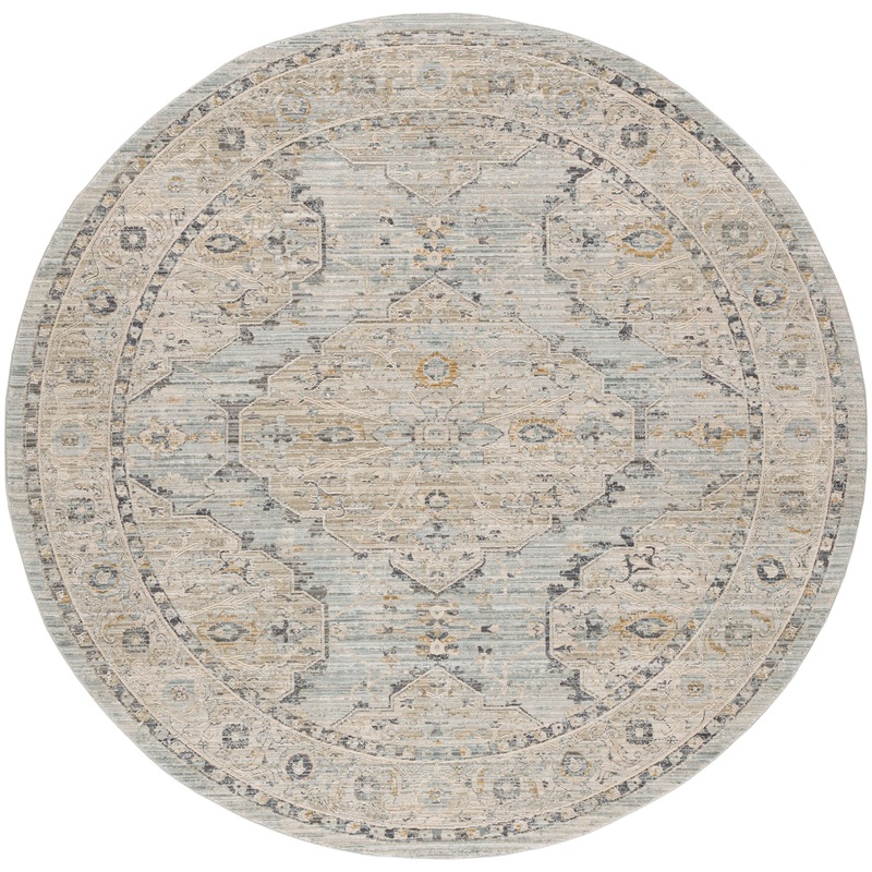 Nourison Lynx 710 x Round Light Blue Vintage Indoor Rug
