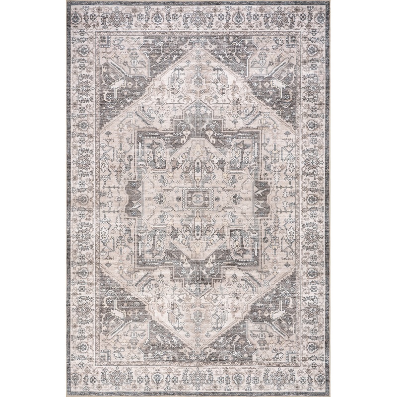 Atrium Medallion Spill Proof Washable Rug | Brown
