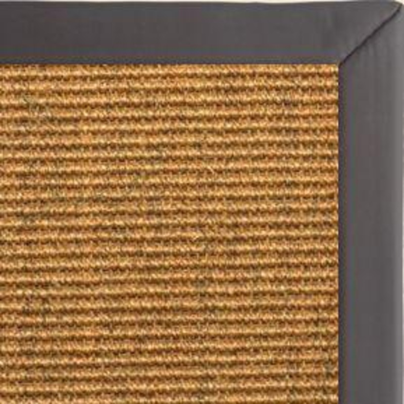 Cognac Sisal Rug with Midnight Faux Leather Border