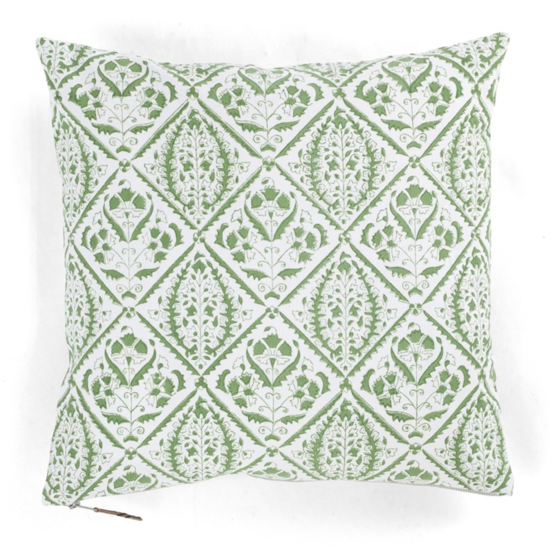 Cotton Cushion Cover Jaipur – Green Tea