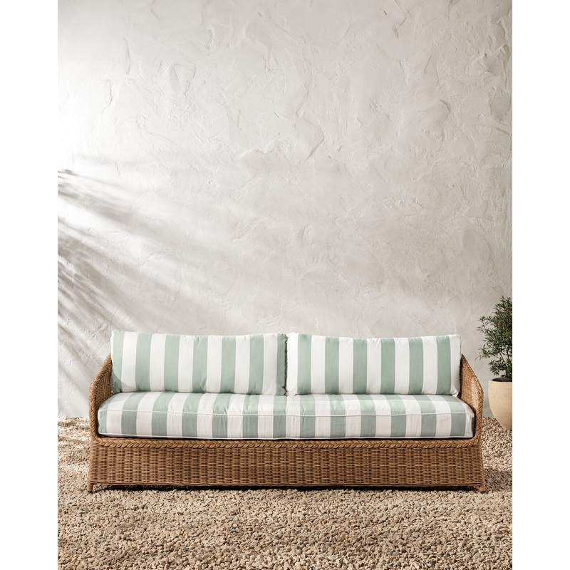 Haviland Outdoor Sofa with Striped Cushions 88″