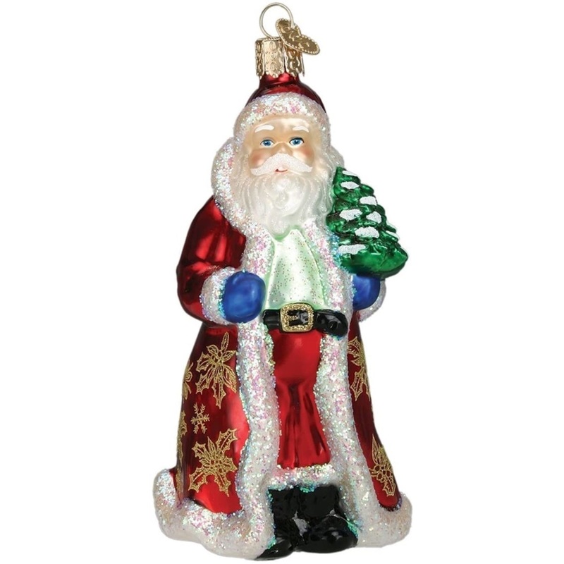 Old World Christmas Glass Blown Tree Ornaments, Glistening Golden Santa
