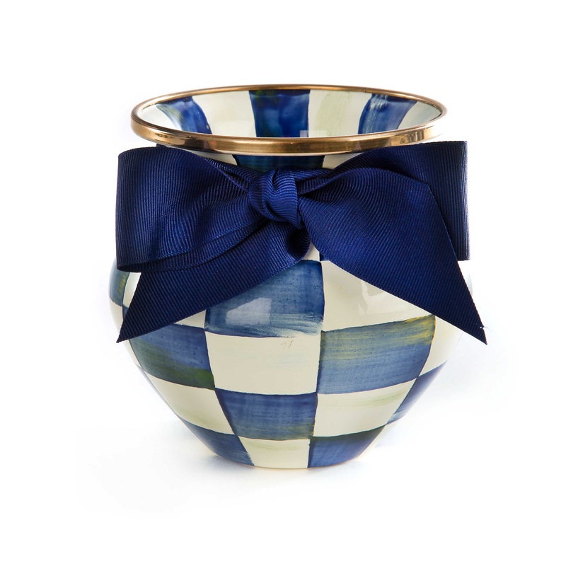Royal Check Enamel Vase – Blue Bow