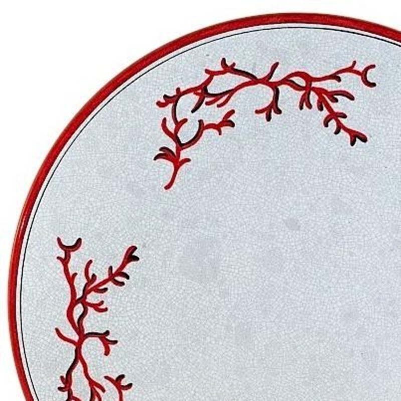 CERAMIC STONE TABLE + IRON BASE: LOS ANGELES Design – Hand Painted in Deruta, Italy.