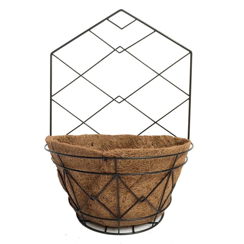 Gardener Select Plaid Collection 14 in. Half Round Wall Planter