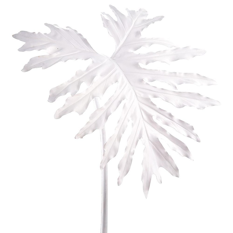 Metallic Monstera Leaf Spray – White