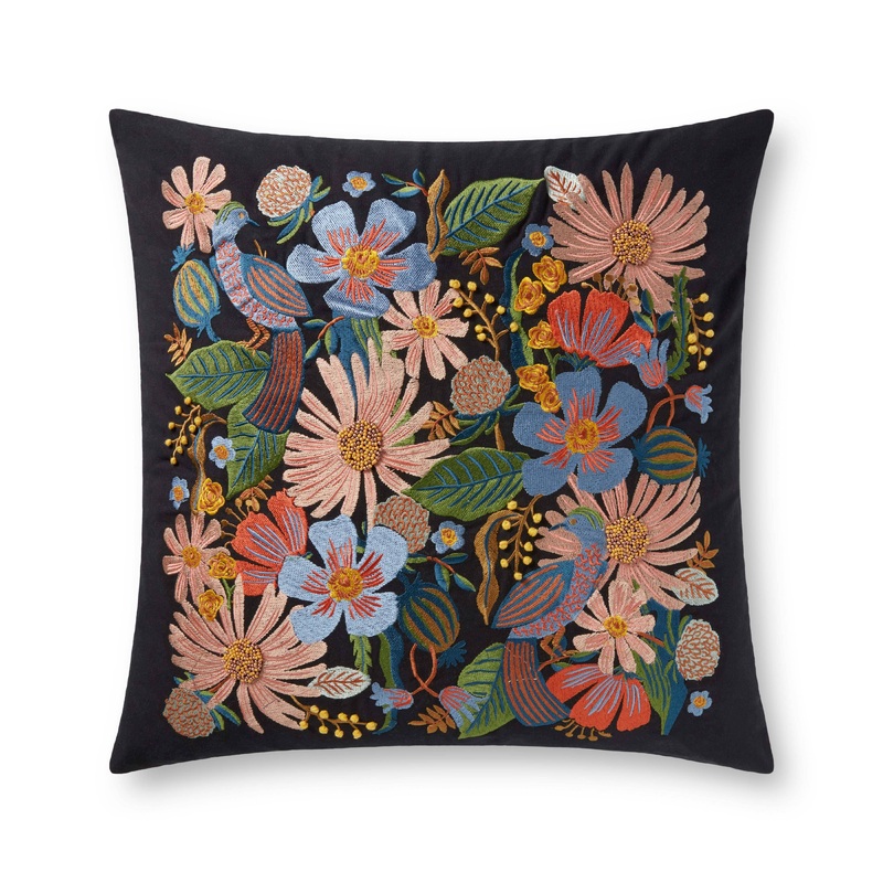 Rifle Paper Co. x Loloi Pillow | Dovecote Black