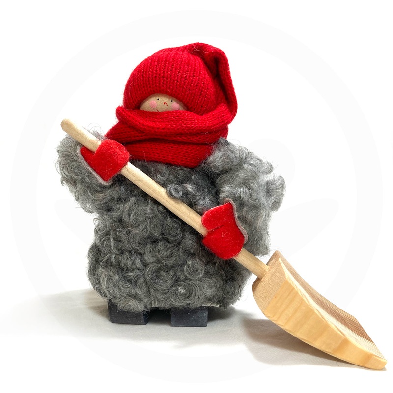 Swedish Tomte with Long Stocking Hat & Shovel