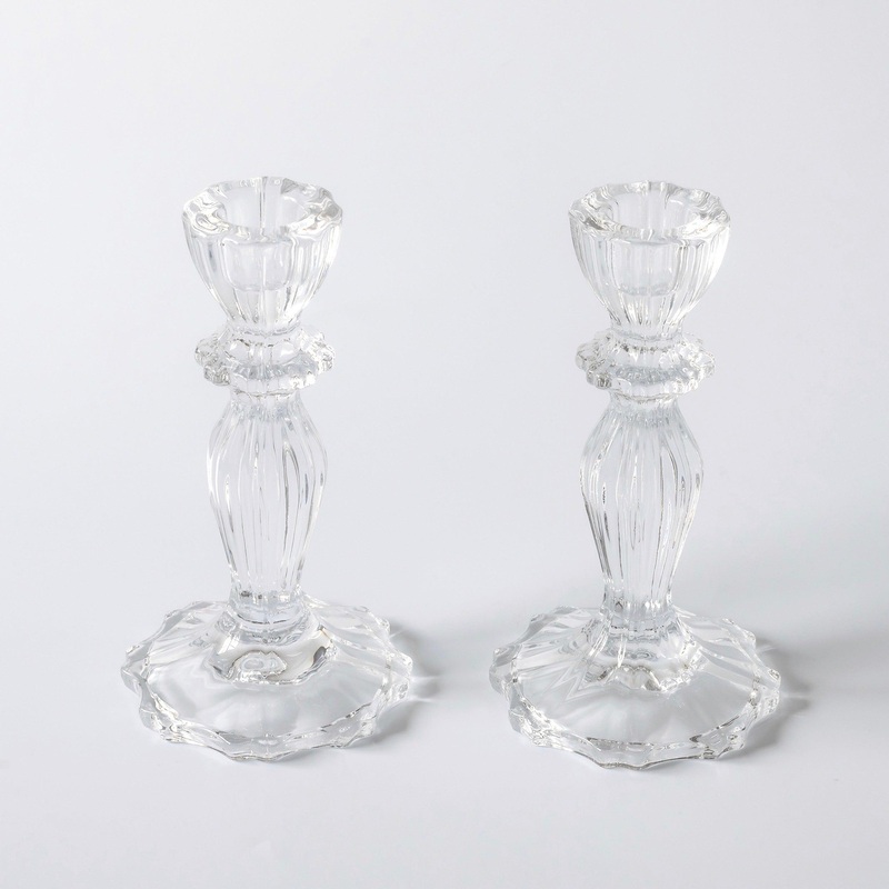 Tall Lace Edge Candle Holders (Pair)