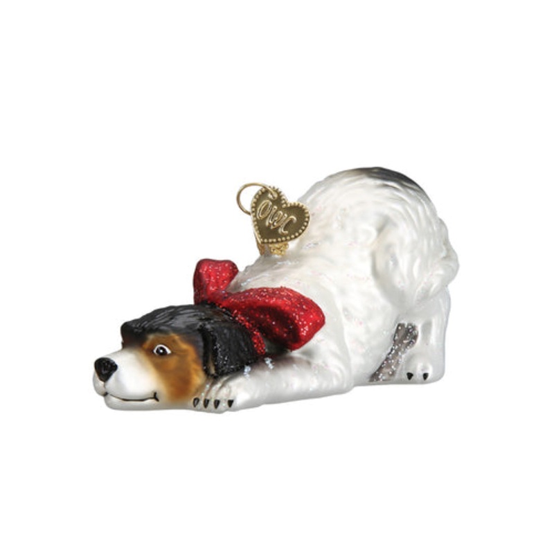 Old World Christmas Blown Glass Ornament for Christmas Tree, Norman Rockwell Signature Dog