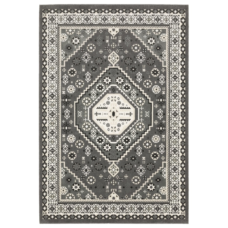 Raylan Grey Ivory Traditional Medallion Indoor Rug