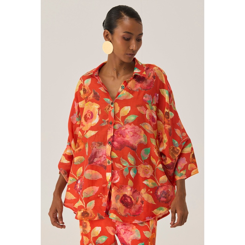 Watercolour Bloom Embroidered Shirt