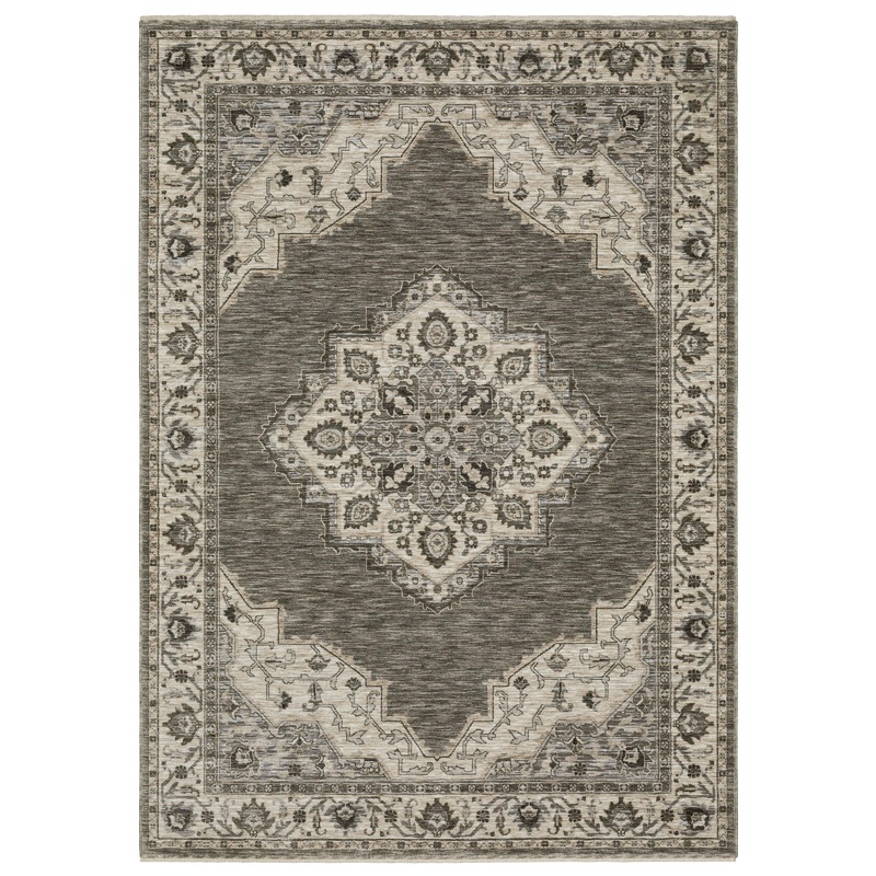 Chamberlain Grey Beige Traditional Medallion Indoor Rug