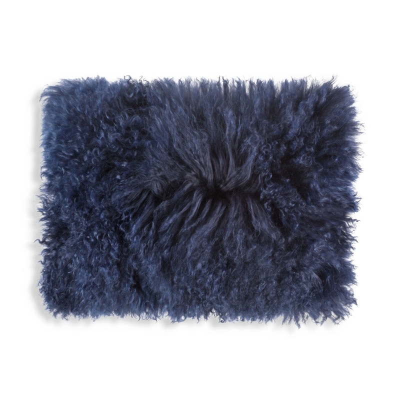 Luna Navy Fur Lumbar Pillow