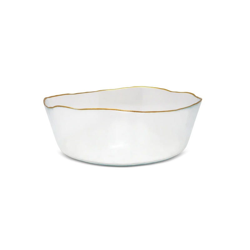 Vivience Organic Shape  Bowl, Gold Trim