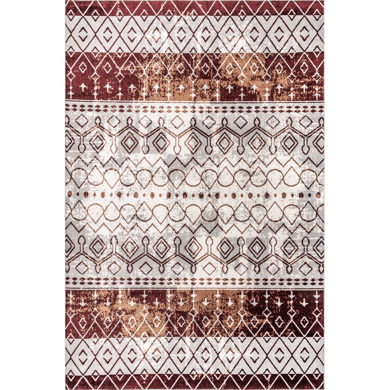 Bailey Washable Geometric Rug | Red