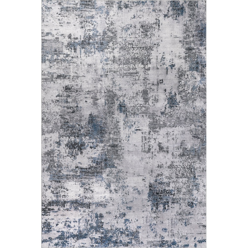 Faded Abstract Spill Proof Washable Rug | Blue Grey