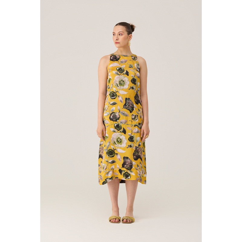 Golden Flora Embroidered Dress