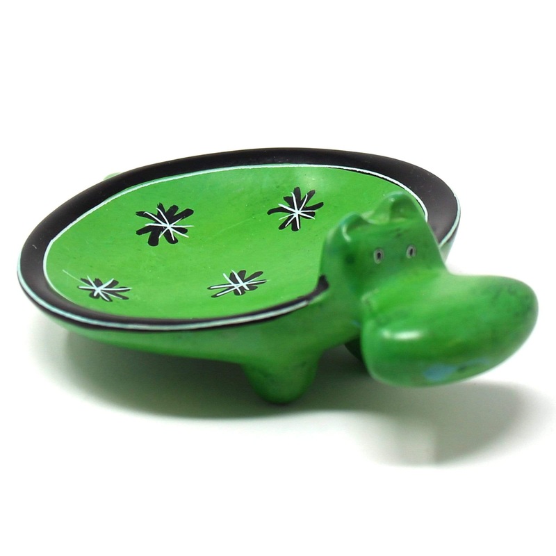 Soapstone Hippo Bowl, 5 inch – Green