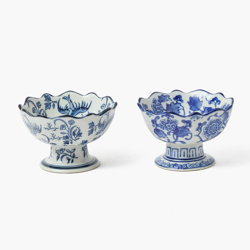 Chinoiserie Scalloped Nibble Bowls (Pair)