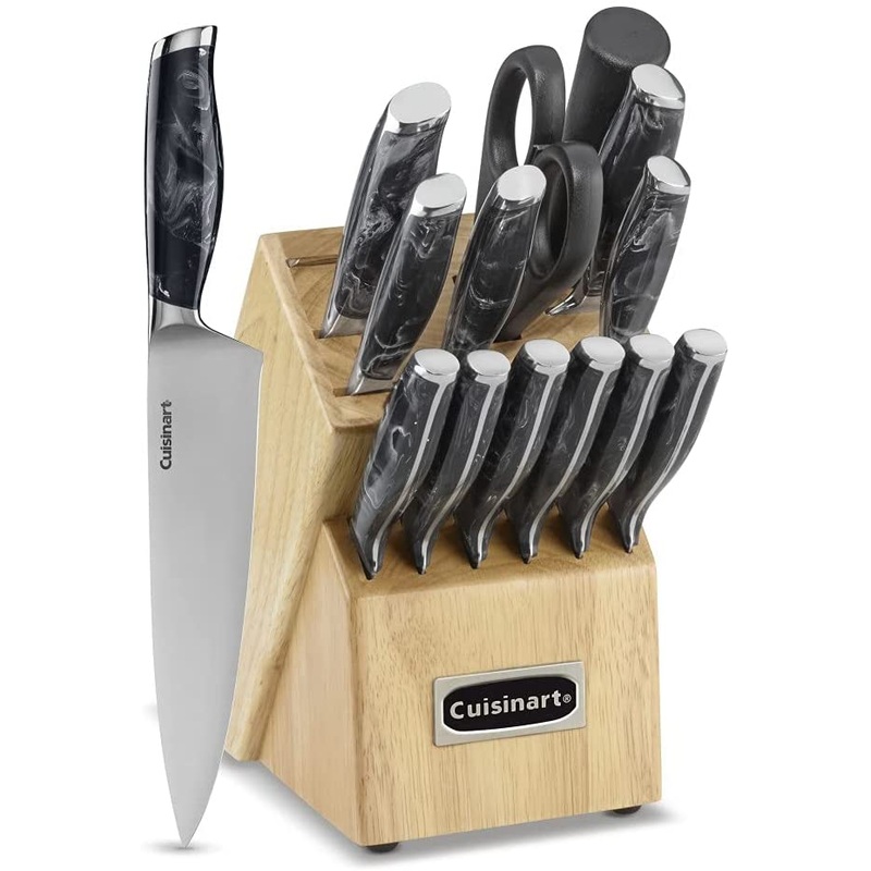Cuisinart Classic Black Marble-Style 15-Piece Cutlery Block Set